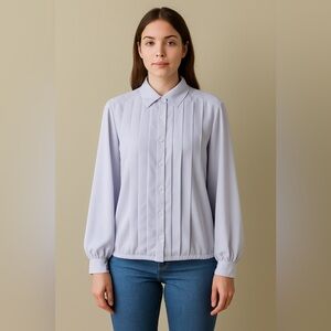 Vintage Light Purple Pleated Blouse – Classic 70s/80s Style!